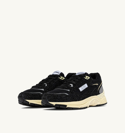 AUTRY Woman HYPERWAY SNEAKERS IN GLITTER BLACK MESH AND LEATHER