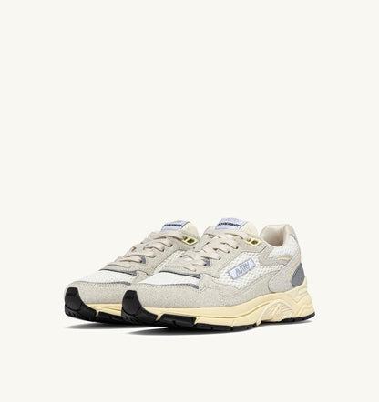 AUTRY Woman HYPERWAY SNEAKERS IN WHITE MESH AND GLITTER GRAY LEATHER