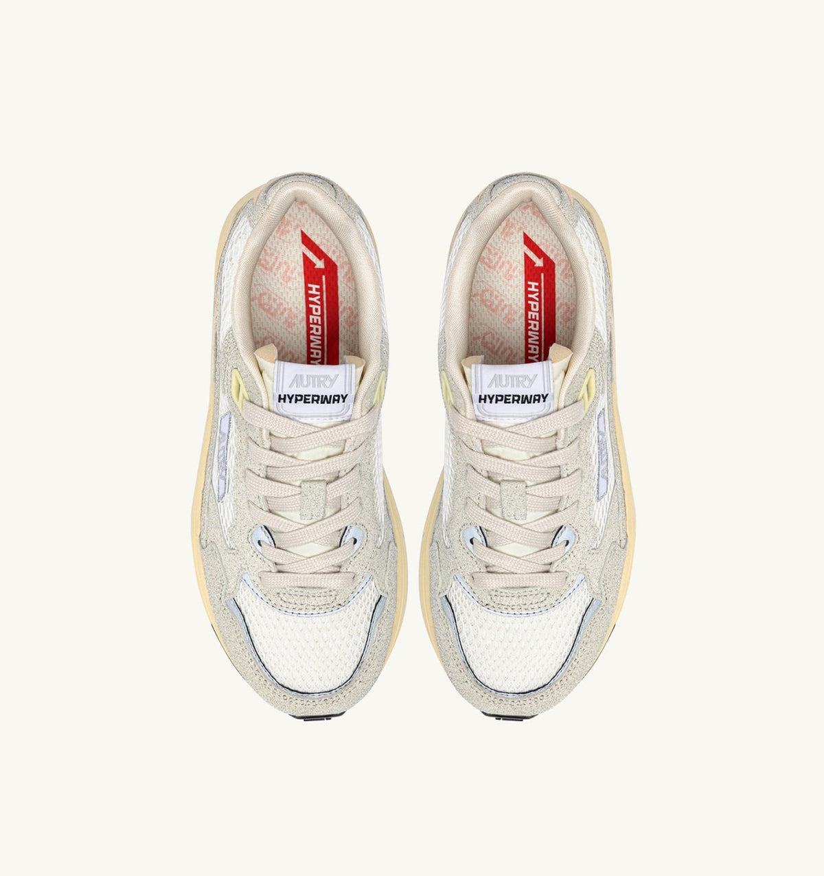 AUTRY Woman HYPERWAY SNEAKERS IN WHITE MESH AND GLITTER GRAY LEATHER