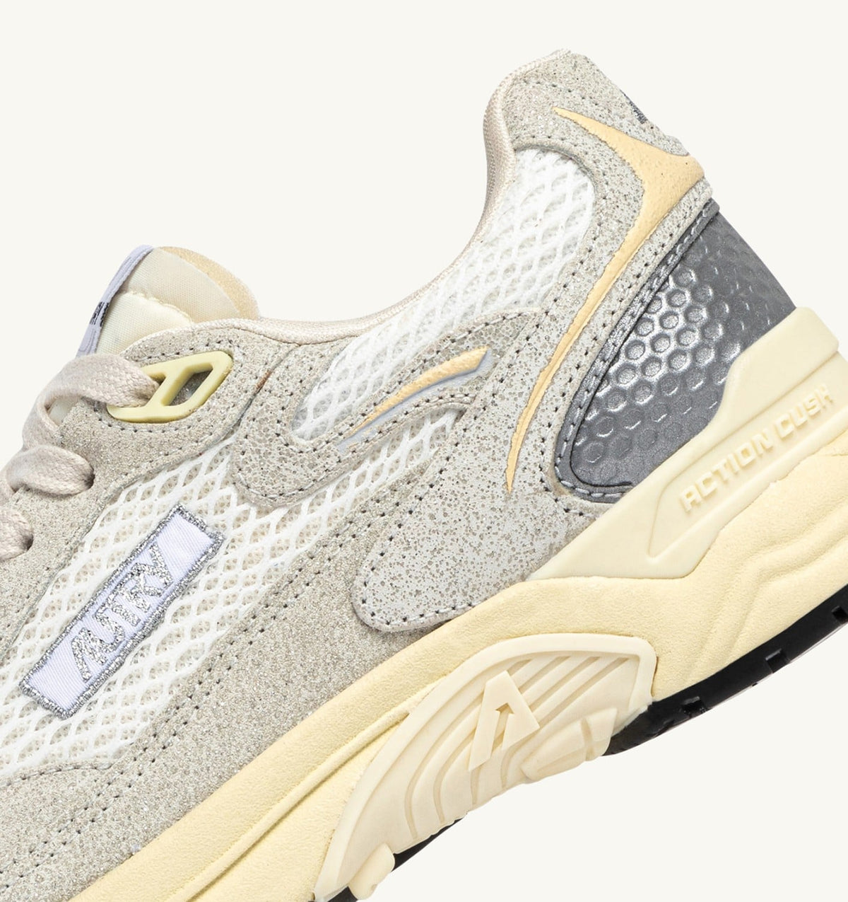 AUTRY Woman HYPERWAY SNEAKERS IN WHITE MESH AND GLITTER GRAY LEATHER