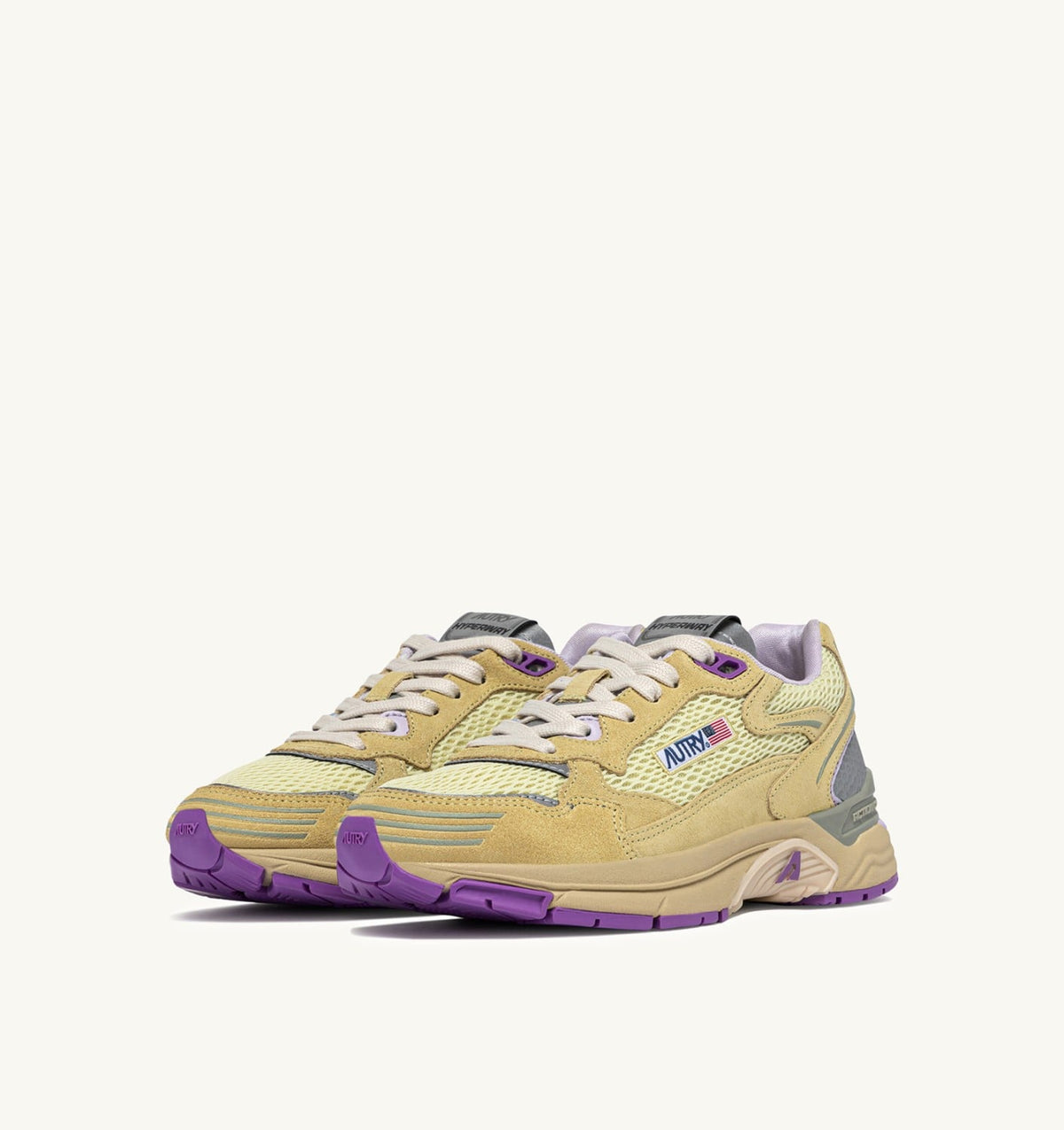 AUTRY Woman HYPERWAY SNEAKERS IN STRAW AND ORCHID HUST MESH AND SUEDE