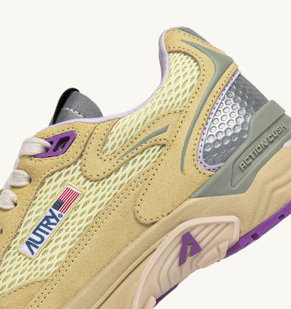 AUTRY Woman HYPERWAY SNEAKERS IN STRAW AND ORCHID HUST MESH AND SUEDE