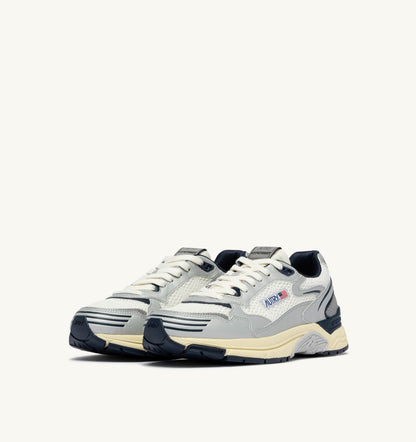 AUTRY Woman HYPERWAY SNEAKERS IN WHITE SILVER AND SPACE SYNTHETIC LEATHER AND MESH