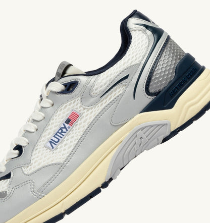 AUTRY Woman HYPERWAY SNEAKERS IN WHITE SILVER AND SPACE SYNTHETIC LEATHER AND MESH