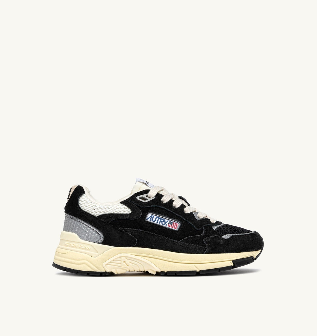 AUTRY Woman HYPERWAY SNEAKERS IN BLACK AND SILVER-TONE SUEDE AND MESH
