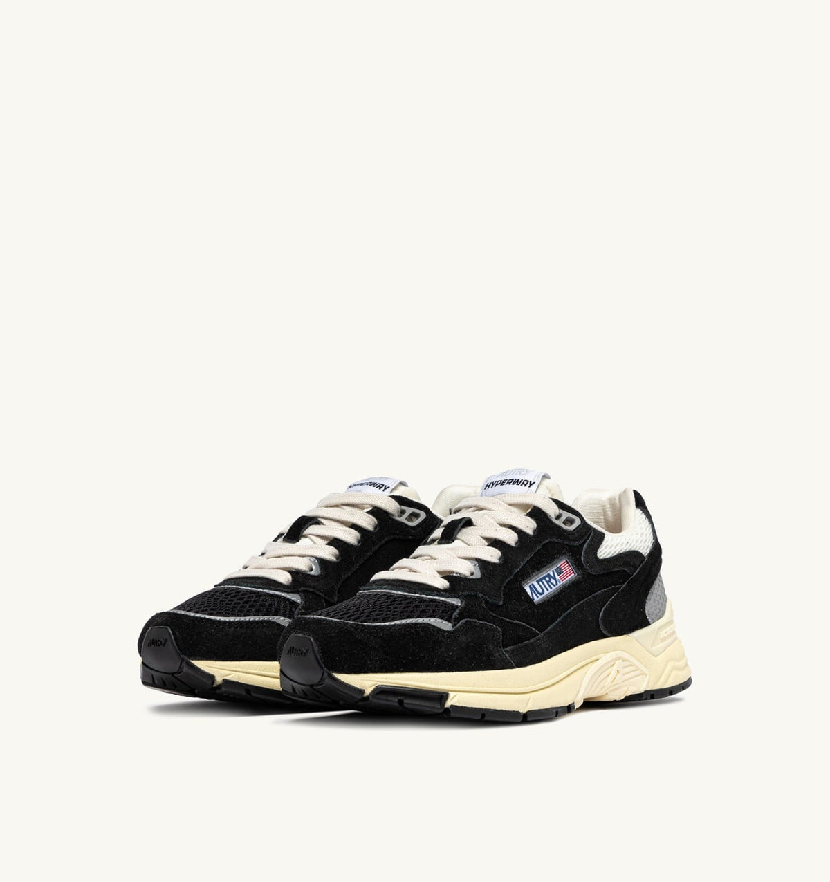 AUTRY Woman HYPERWAY SNEAKERS IN BLACK AND SILVER-TONE SUEDE AND MESH