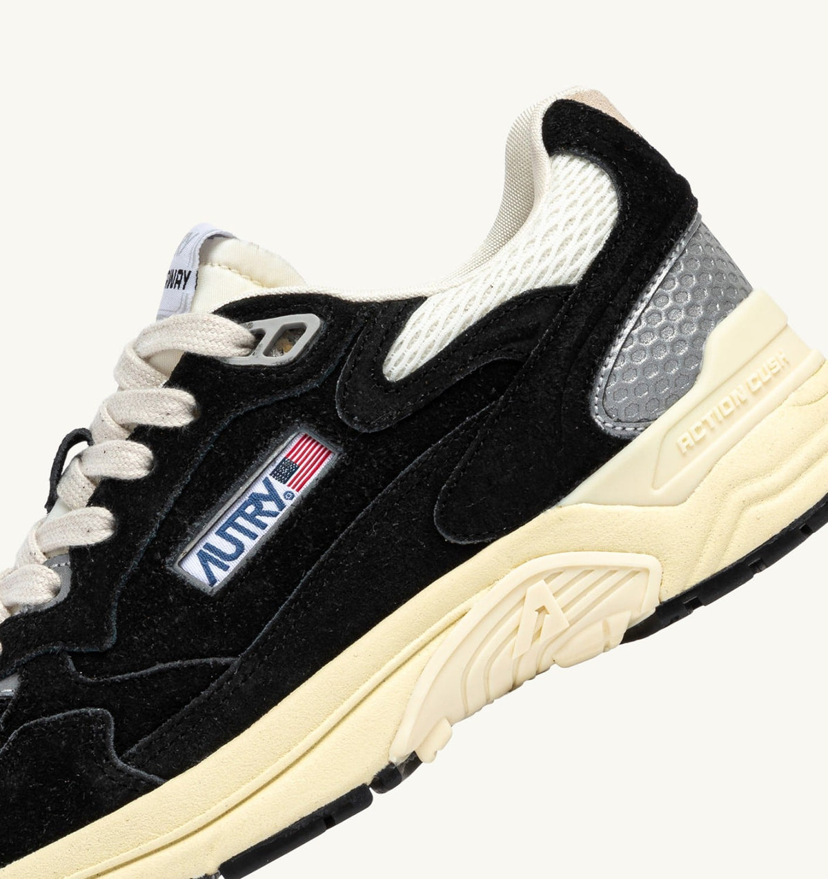 AUTRY Woman HYPERWAY SNEAKERS IN BLACK AND SILVER-TONE SUEDE AND MESH