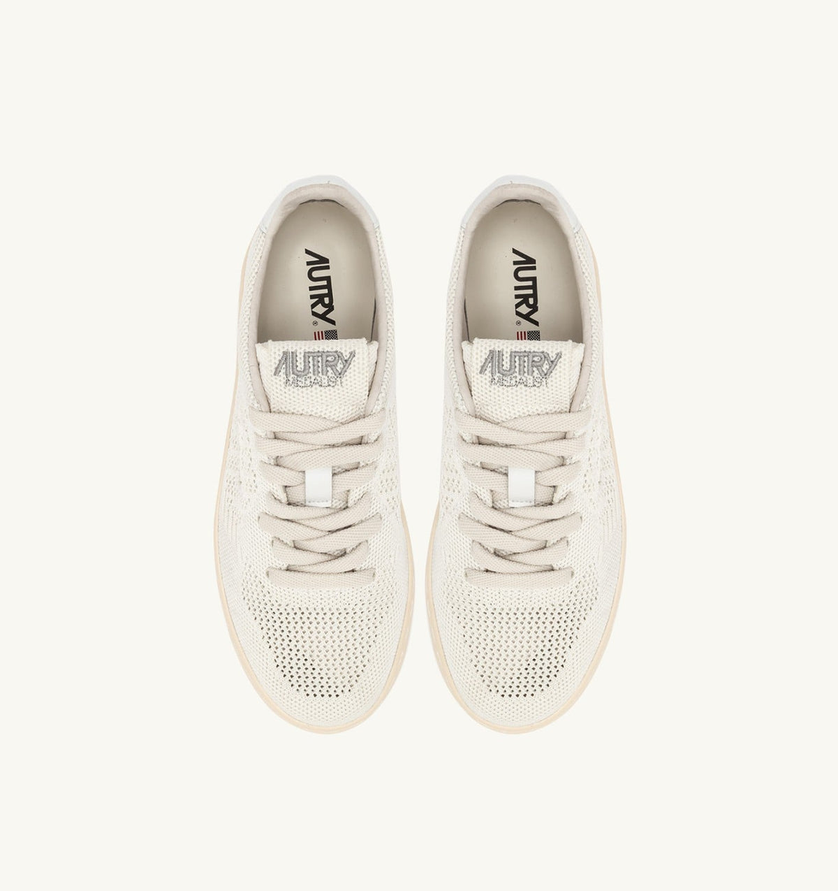 AUTRY Woman MEDALIST EASEKNIT LOW SNEAKERS IN IVORY WHITE KNIT