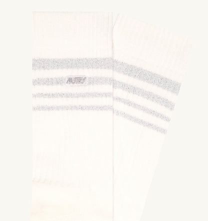 AUTRY Woman|Man LUREX JACQUARD SOCKS WITH LOGO AND STRIPES UNISEX