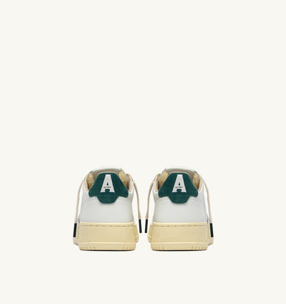 AUTRY Man MEDALIST LOW SNEAKERS IN WHITE LEATHER AND DARK SEA SUEDE