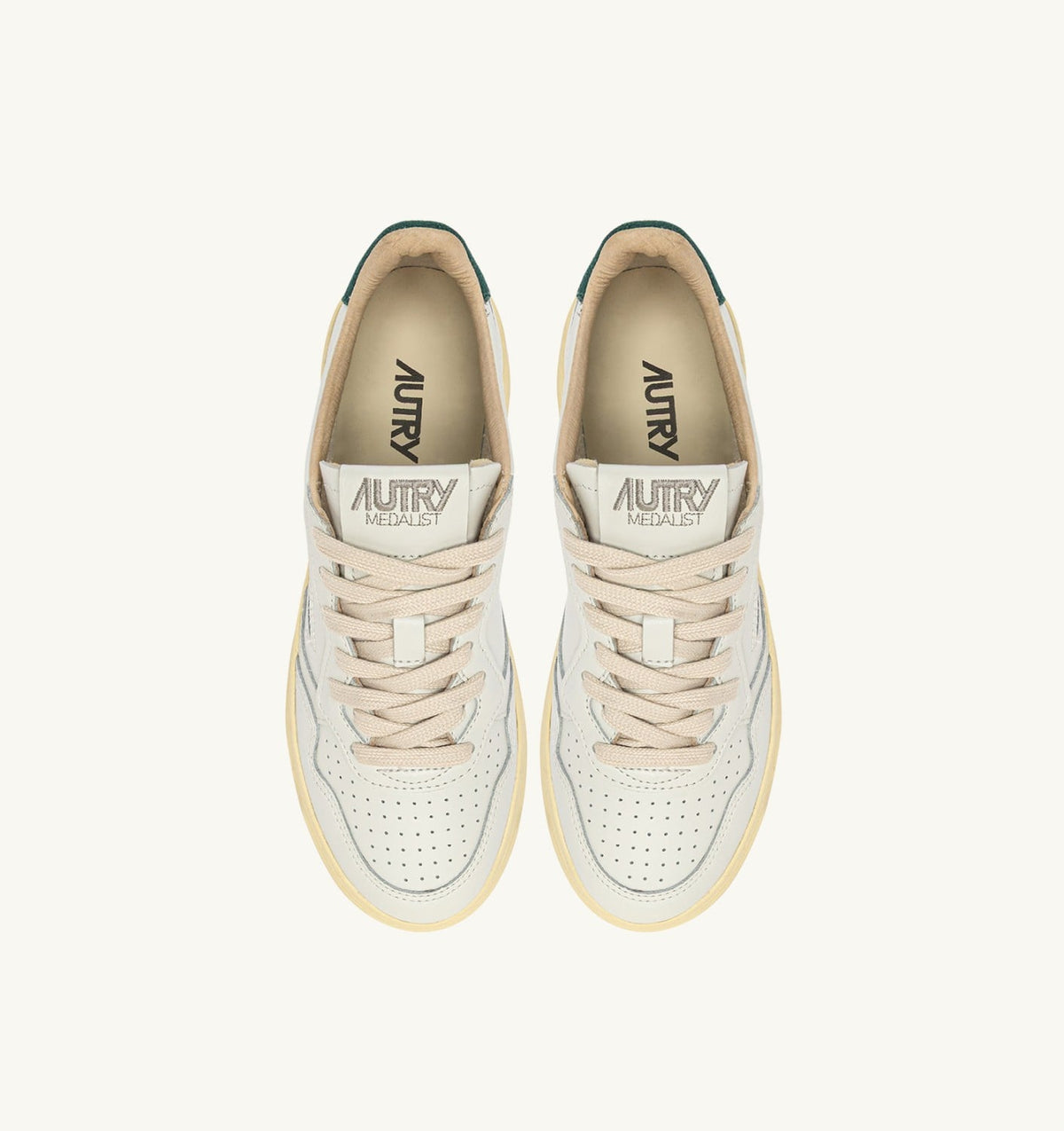 AUTRY Man MEDALIST LOW SNEAKERS IN WHITE LEATHER AND DARK SEA SUEDE
