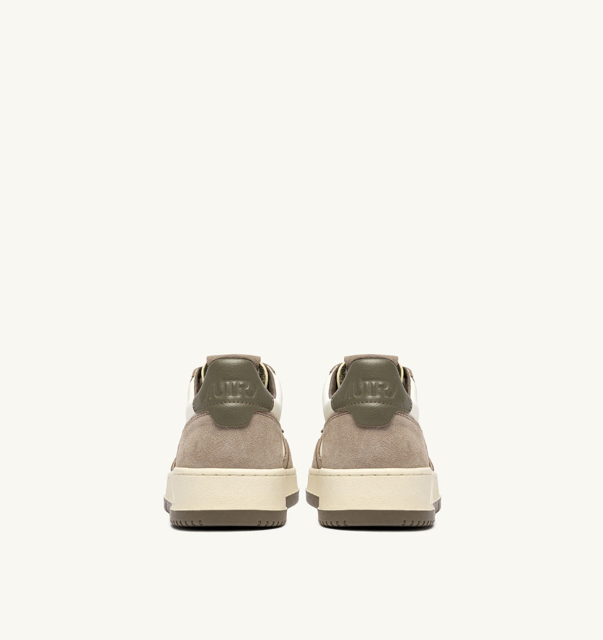 AUTRY Man MEDALIST LOW SNEAKERS IN COVERT GREEN AND LICORICE LEATHER AND SUEDE