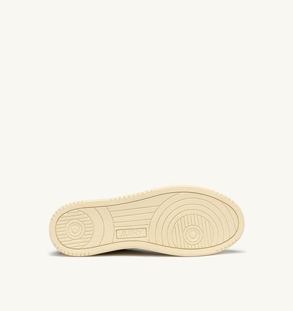 AUTRY Man MEDALIST LOW SNEAKERS IN WHITE LEATHER AND SMOKED GREEN SUEDE