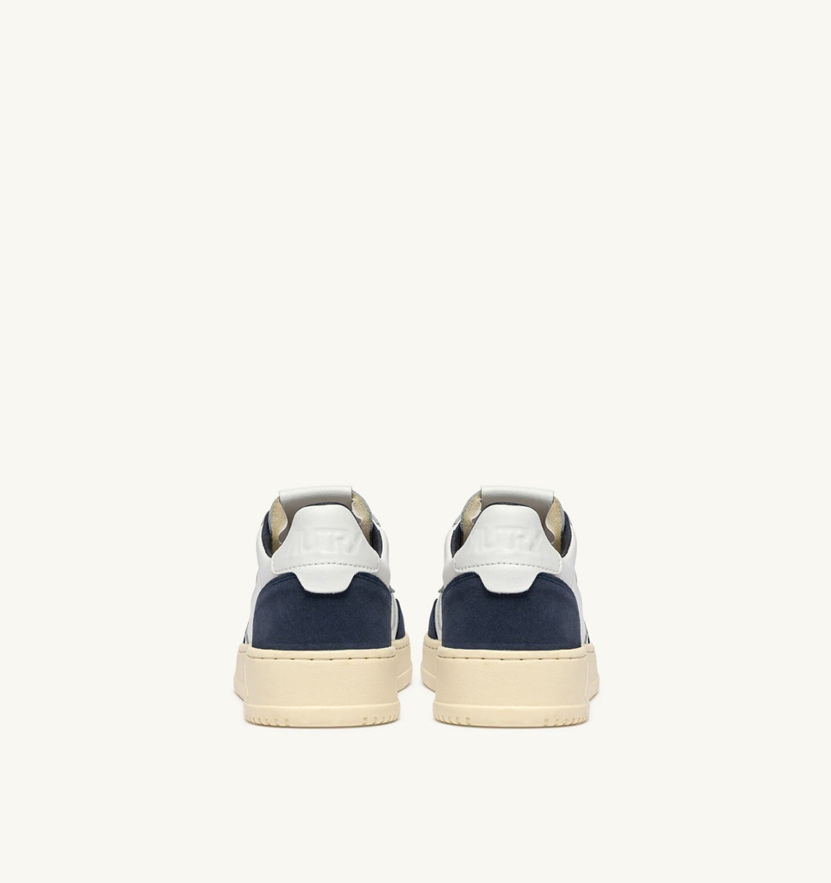 AUTRY Man MEDALIST LOW SNEAKERS IN WHITE LEATHER AND DENIM SUEDE