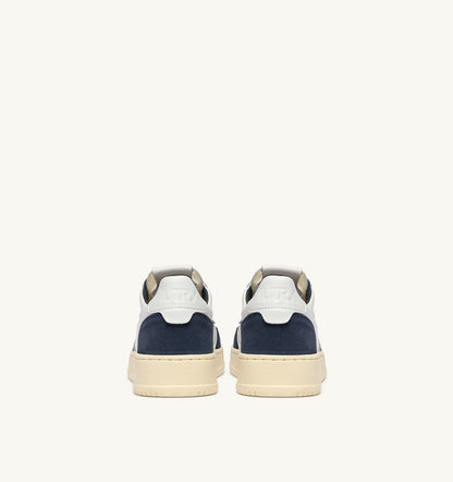 AUTRY Man MEDALIST LOW SNEAKERS IN WHITE LEATHER AND DENIM SUEDE