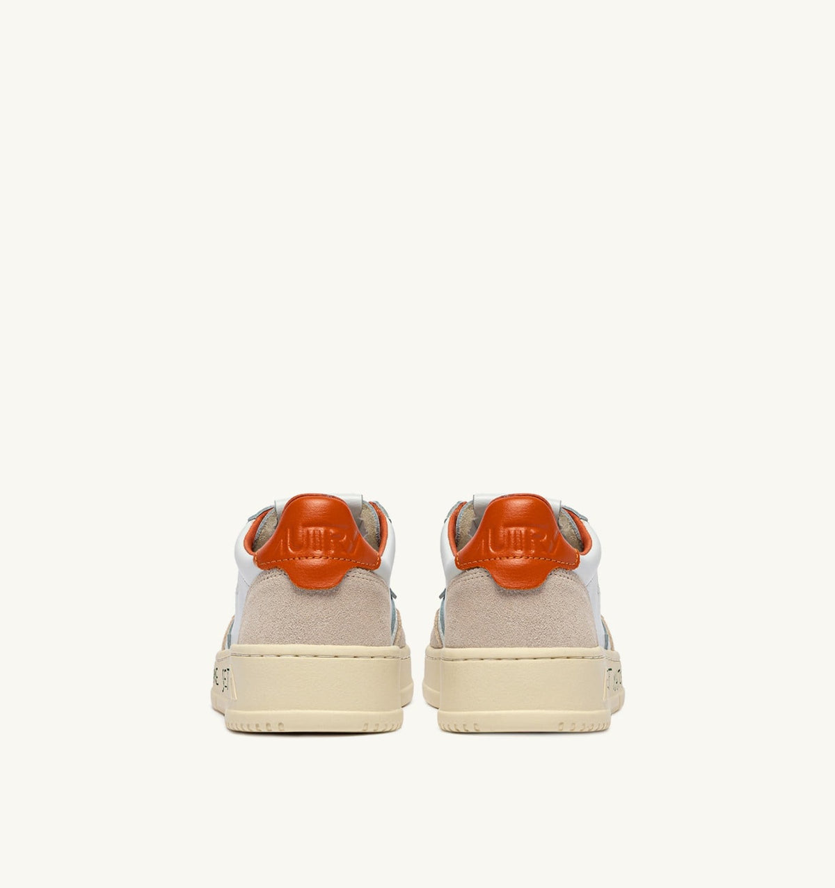 AUTRY Man MEDALIST LOW SNEAKERS IN LEATHER AND SUEDE COLOR WHITE AND HAWAIIAN SUNSET WITH LETTERING