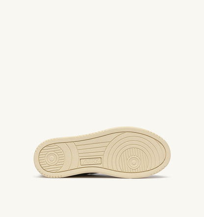 AUTRY Man MEDALIST LOW SNEAKERS IN LEATHER AND SUEDE COLOR WHITE AND HAWAIIAN SUNSET WITH LETTERING