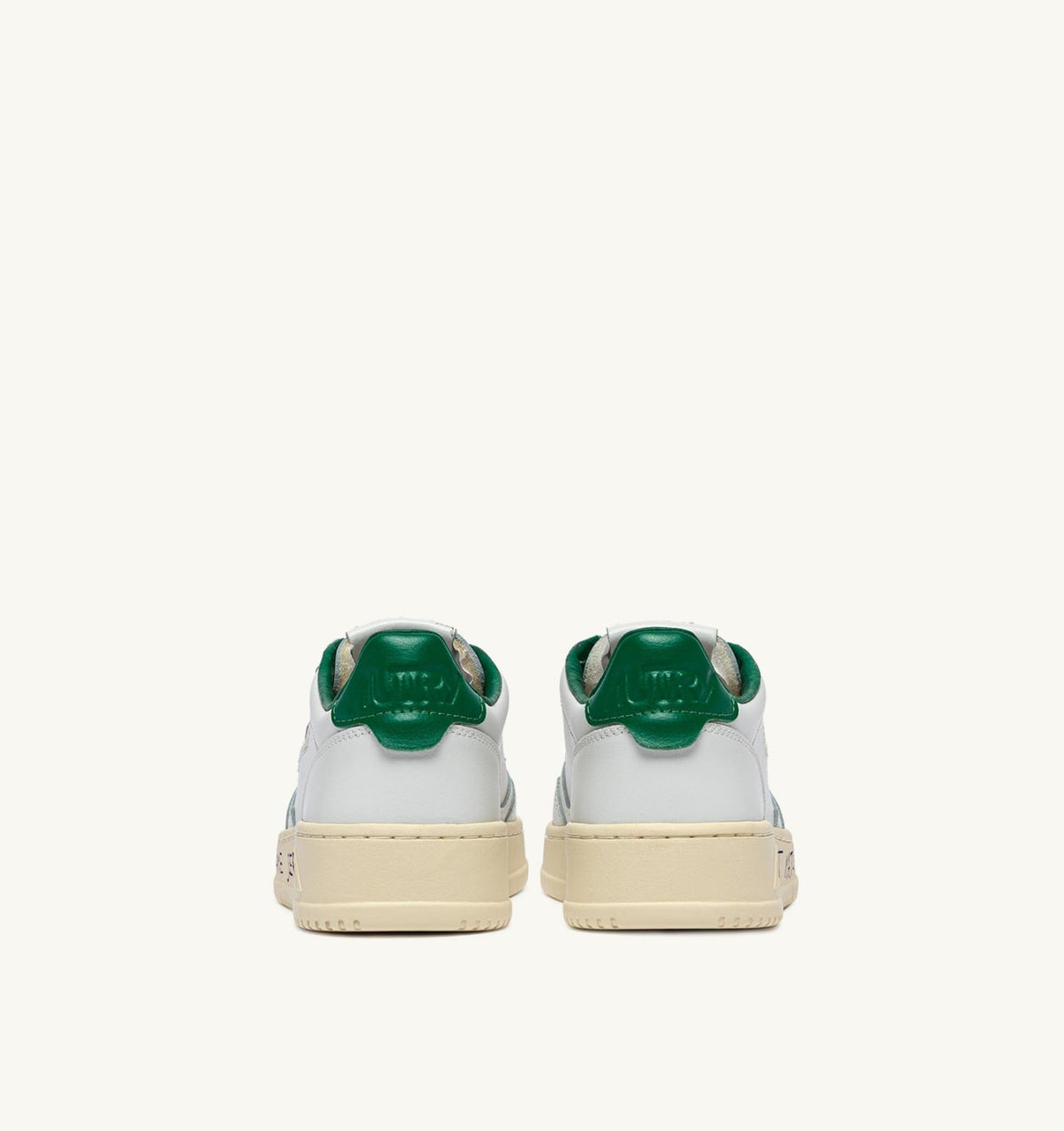 AUTRY Man MEDALIST LOW SNEAKERS IN LEATHER COLOR WHITE AND GREEN JACKET WITH LETTERING