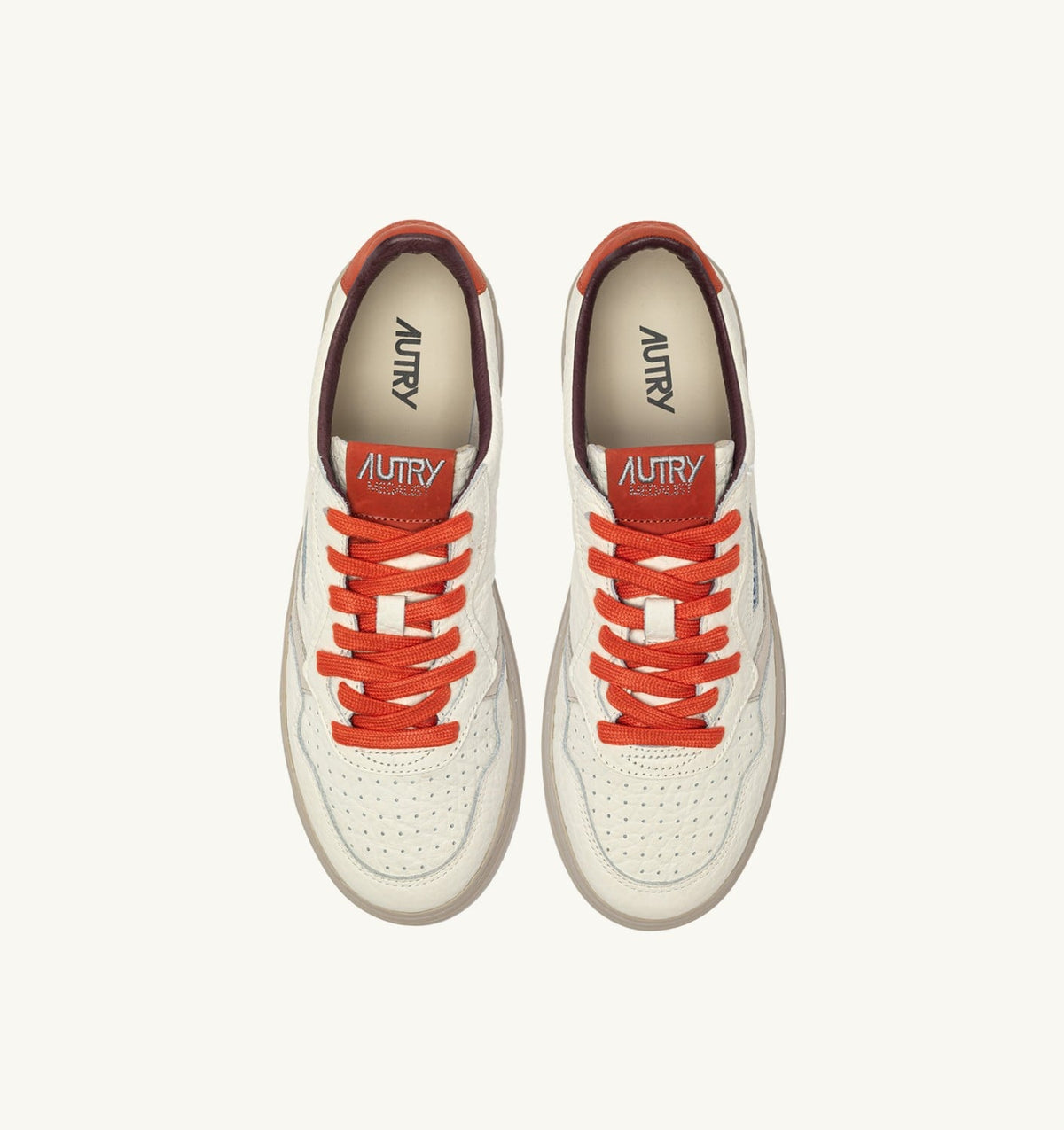 AUTRY Man MEDALIST LOW SNEAKERS IN SAND AND PUMPKIN LEATHER