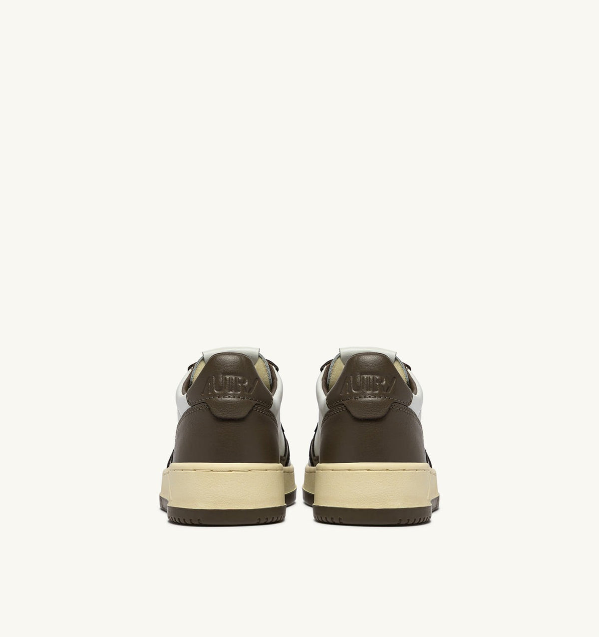 AUTRY Man MEDALIST LOW BICOLOR SNEAKERS IN WHITE AND CHOCOLATE LEATHER