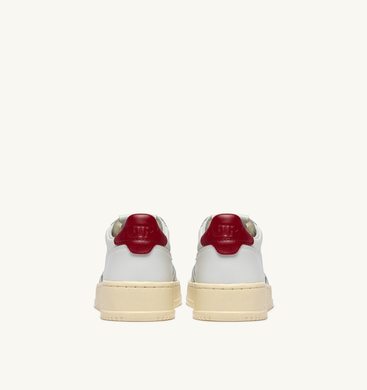 AUTRY Man MEDALIST LOW SNEAKERS IN WHITE AND DEEP CLARET LEATHER