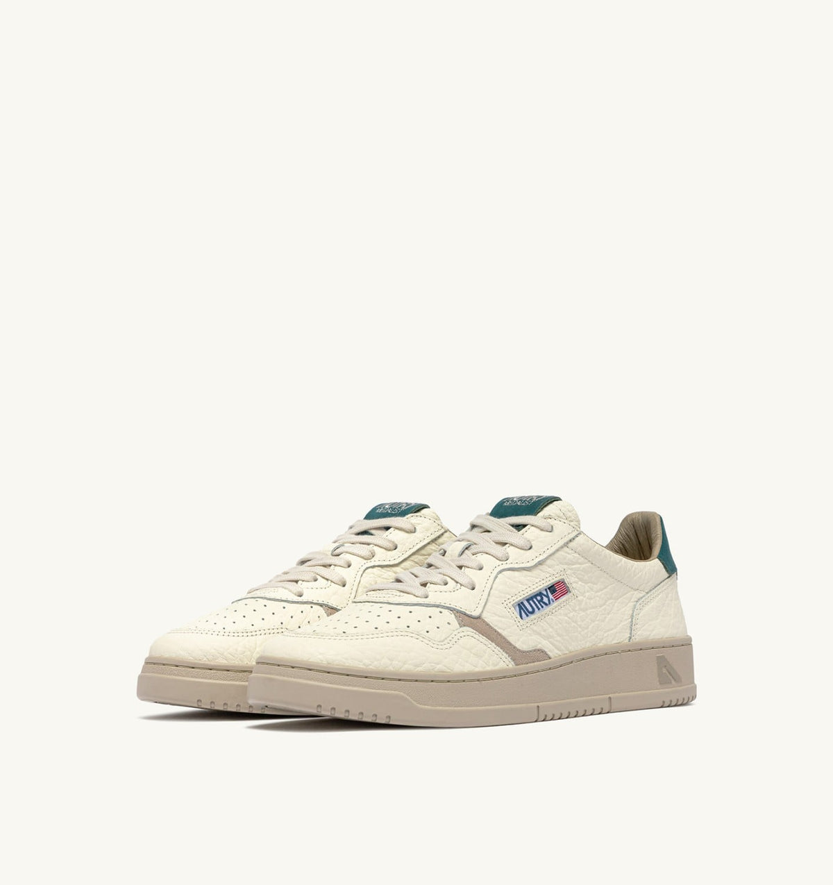 AUTRY Man MEDALIST LOW SNEAKERS IN FEATHER GRAY AND DARK SEA LEATHER
