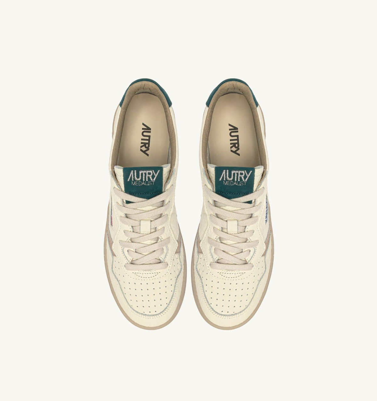 AUTRY Man MEDALIST LOW SNEAKERS IN FEATHER GRAY AND DARK SEA LEATHER