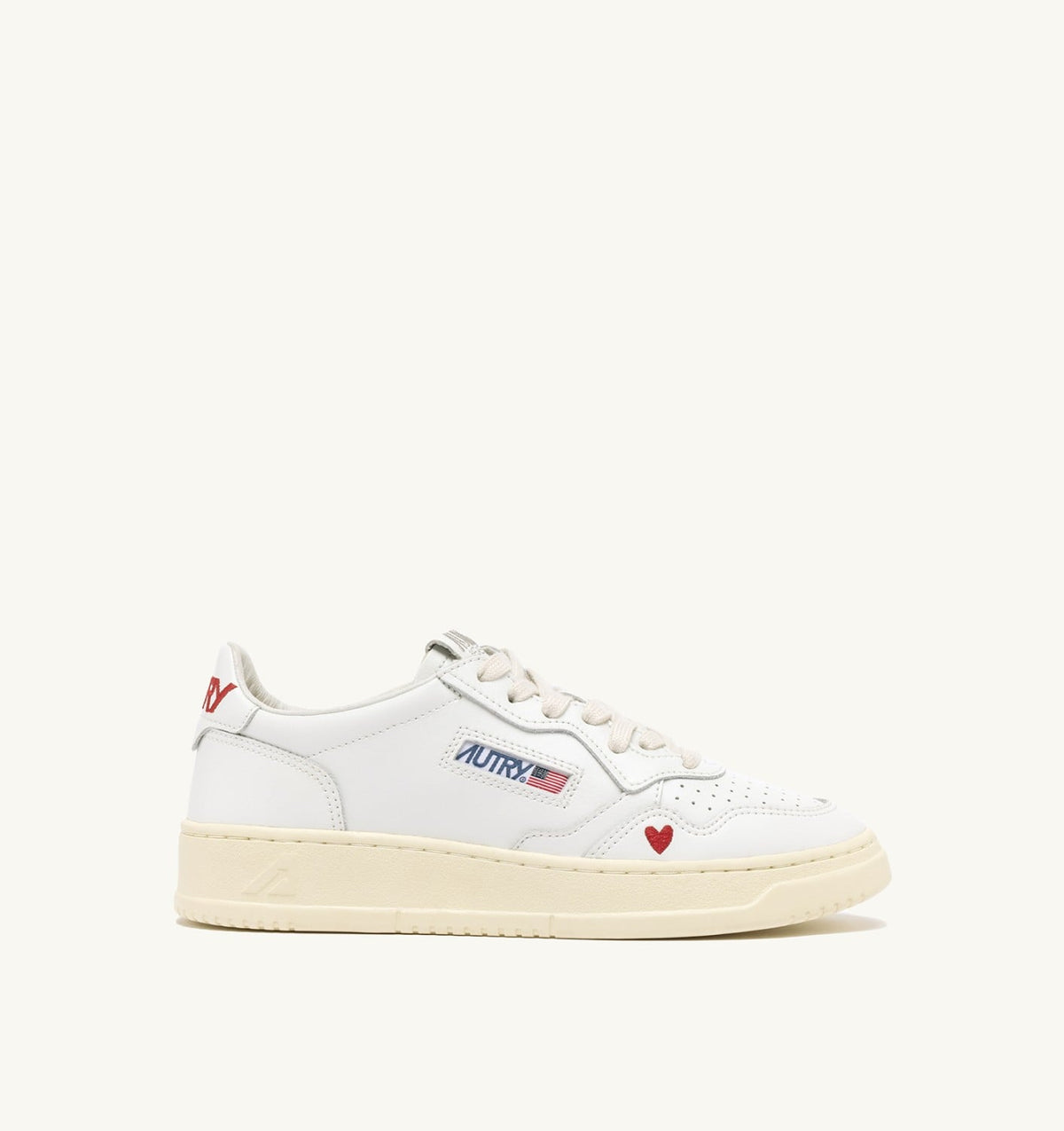 AUTRY Man SNEAKERS MEDALIST 'LOVE' IN WHITE AND RED LEATHER