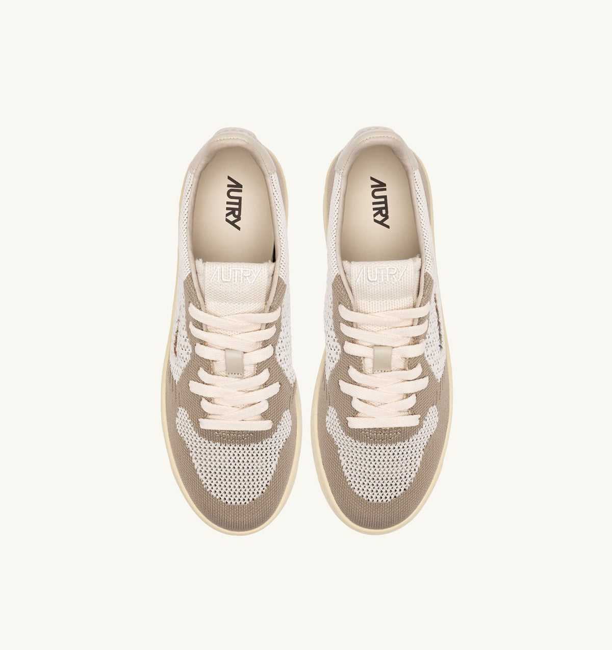 AUTRY Man MEDALIST EASEKNIT LOW SNEAKERS IN IVORY WHITE AND PELICAN KNIT