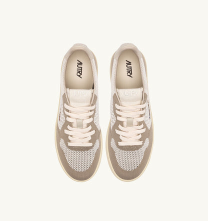 AUTRY Man MEDALIST EASEKNIT LOW SNEAKERS IN IVORY WHITE AND PELICAN KNIT