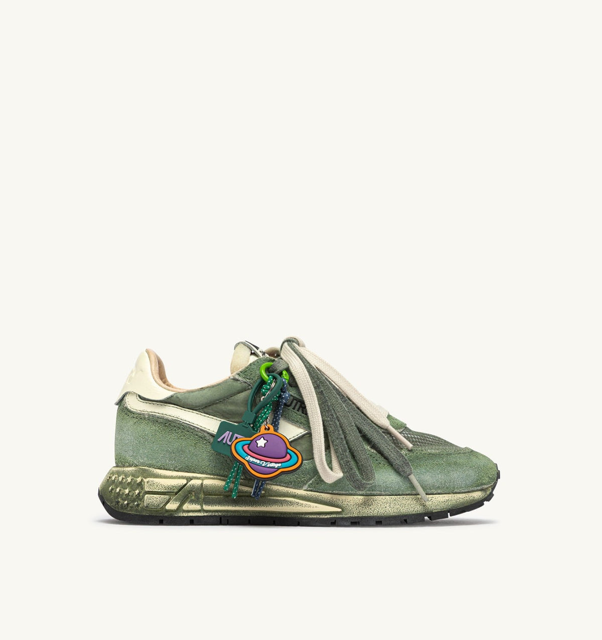 AUTRY Man REELWIND SUPER VINTAGE SNEAKERS IN LEPRECHAUN AND WHITE SUEDE AND NYLON