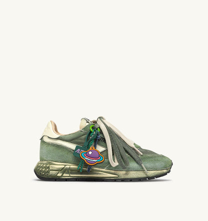 AUTRY Man REELWIND SUPER VINTAGE SNEAKERS IN LEPRECHAUN AND WHITE SUEDE AND NYLON