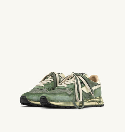 AUTRY Man REELWIND SUPER VINTAGE SNEAKERS IN LEPRECHAUN AND WHITE SUEDE AND NYLON