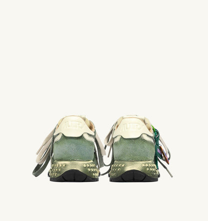 AUTRY Man REELWIND SUPER VINTAGE SNEAKERS IN LEPRECHAUN AND WHITE SUEDE AND NYLON
