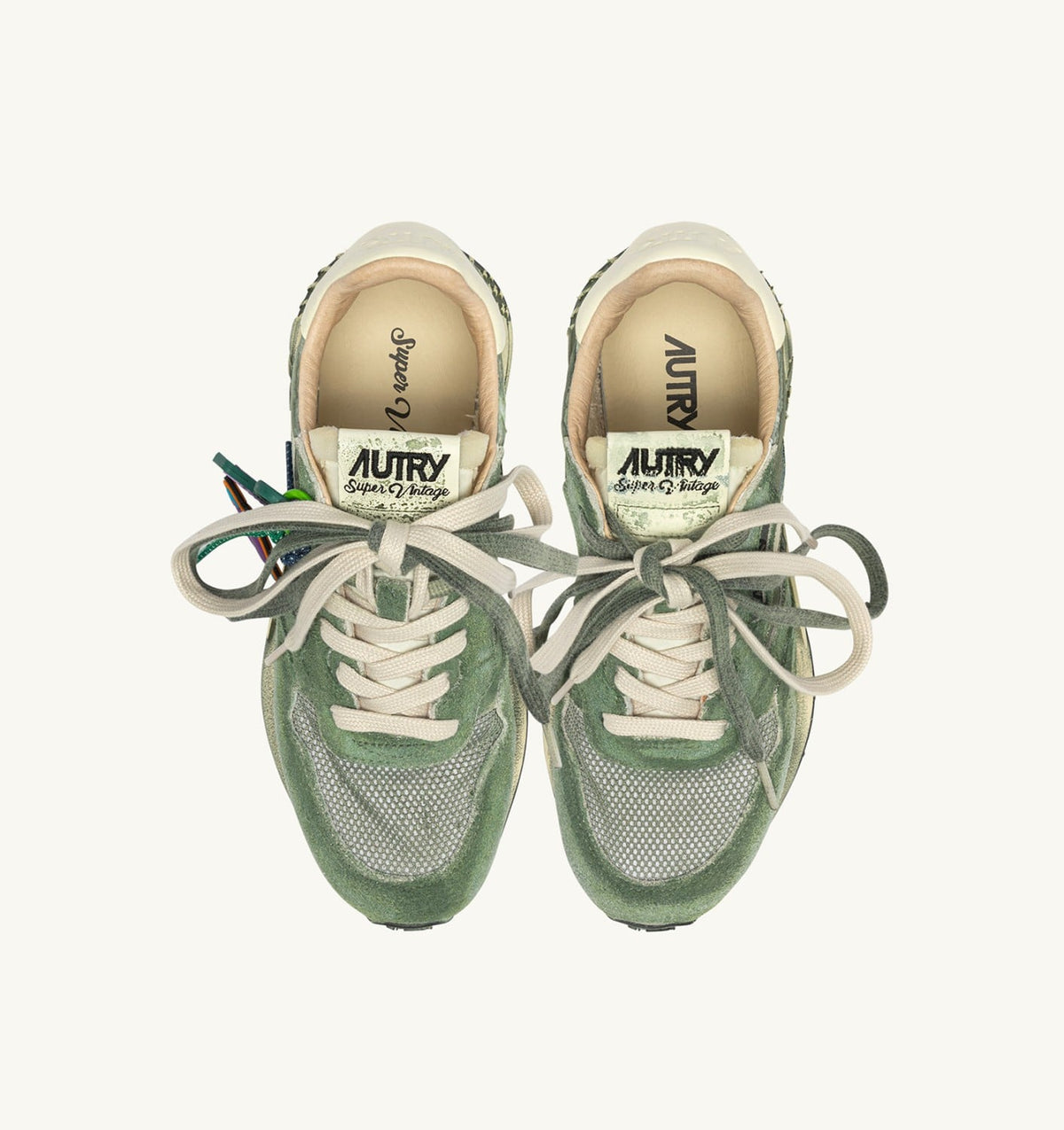 AUTRY Man REELWIND SUPER VINTAGE SNEAKERS IN LEPRECHAUN AND WHITE SUEDE AND NYLON