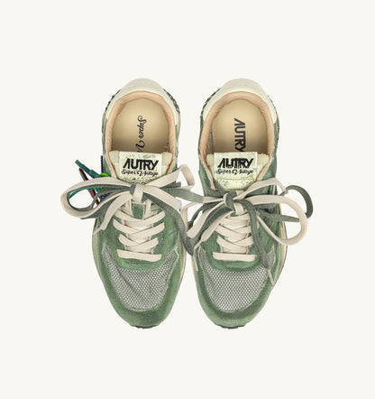 AUTRY Man REELWIND SUPER VINTAGE SNEAKERS IN LEPRECHAUN AND WHITE SUEDE AND NYLON