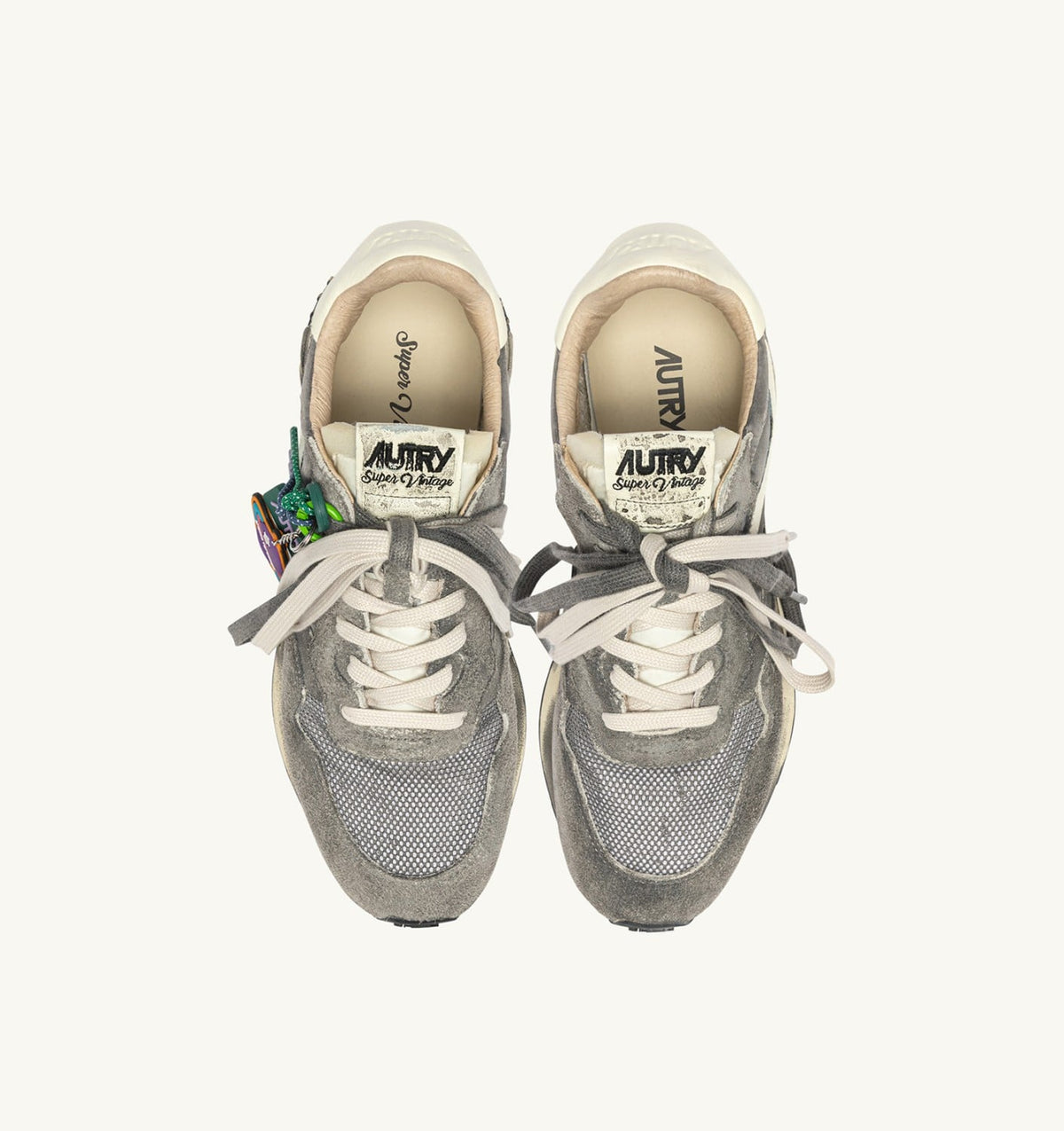 AUTRY Man REELWIND SUPER VINTAGE SNEAKERS IN WHITE AND BLACK SUEDE AND NYLON