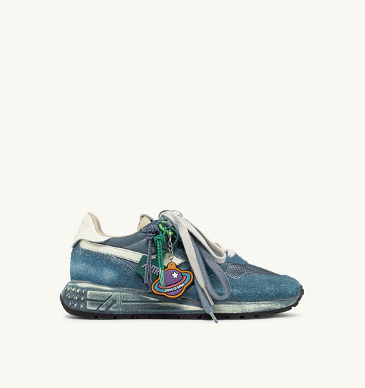 AUTRY Man REELWIND SUPER VINTAGE SNEAKERS IN MALLARD BLUE AND WHITE SUEDE AND NYLON