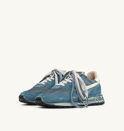 AUTRY Man REELWIND SUPER VINTAGE SNEAKERS IN MALLARD BLUE AND WHITE SUEDE AND NYLON