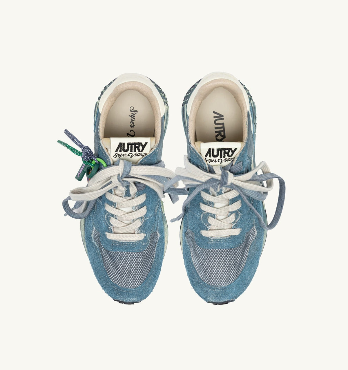 AUTRY Man REELWIND SUPER VINTAGE SNEAKERS IN MALLARD BLUE AND WHITE SUEDE AND NYLON