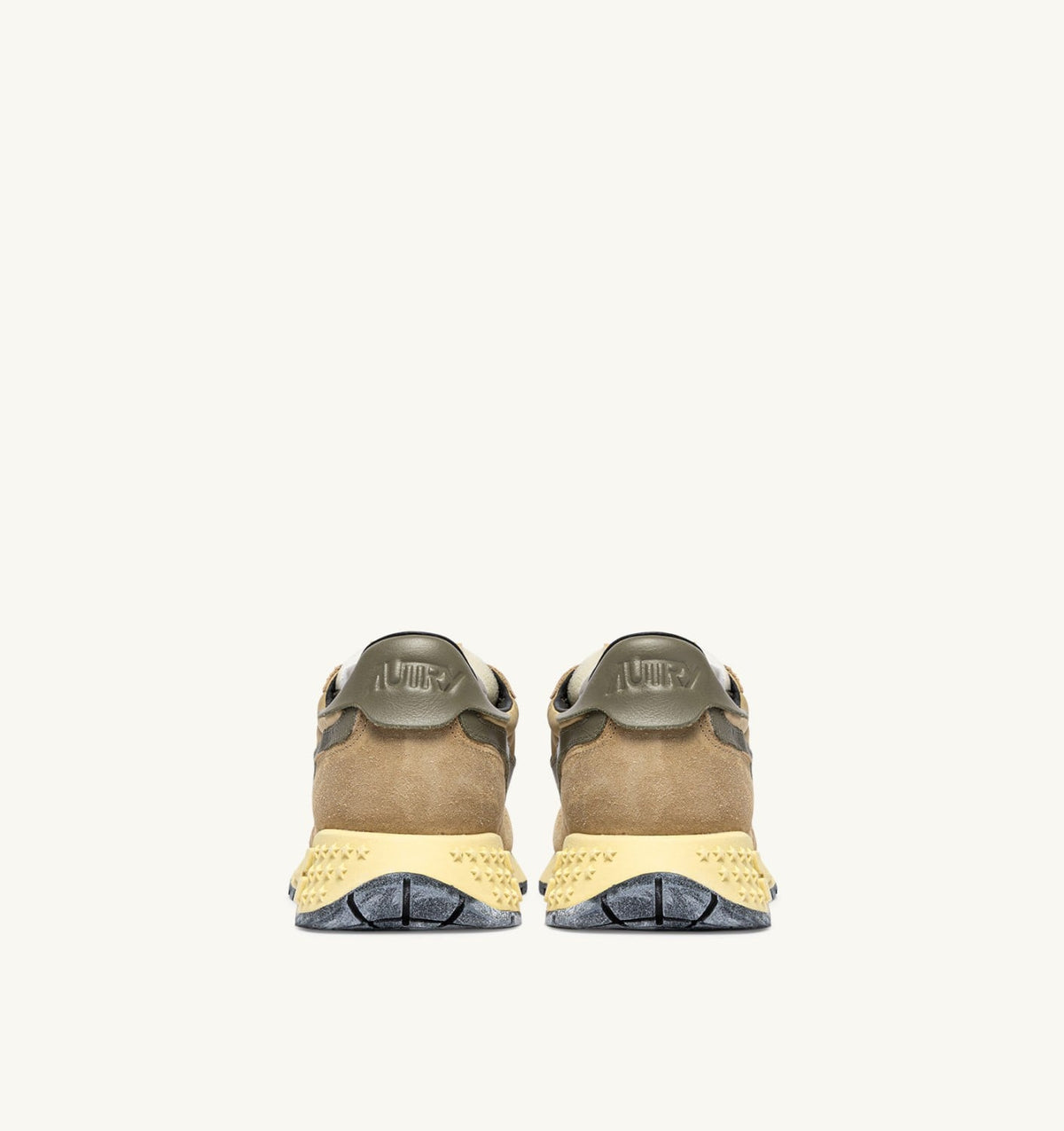 AUTRY Man REELWIND LOW SNEAKERS IN FOAM SUGAR AND COVERT GREEN NYLON AND SUEDE