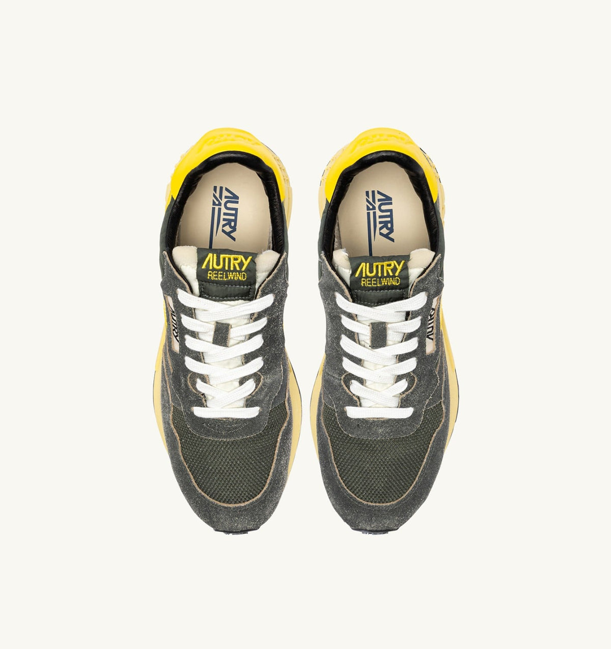 AUTRY Man REELWIND LOW SNEAKERS IN DEEP GREEN SUGAR AND QUINCE NYLON AND SUEDE