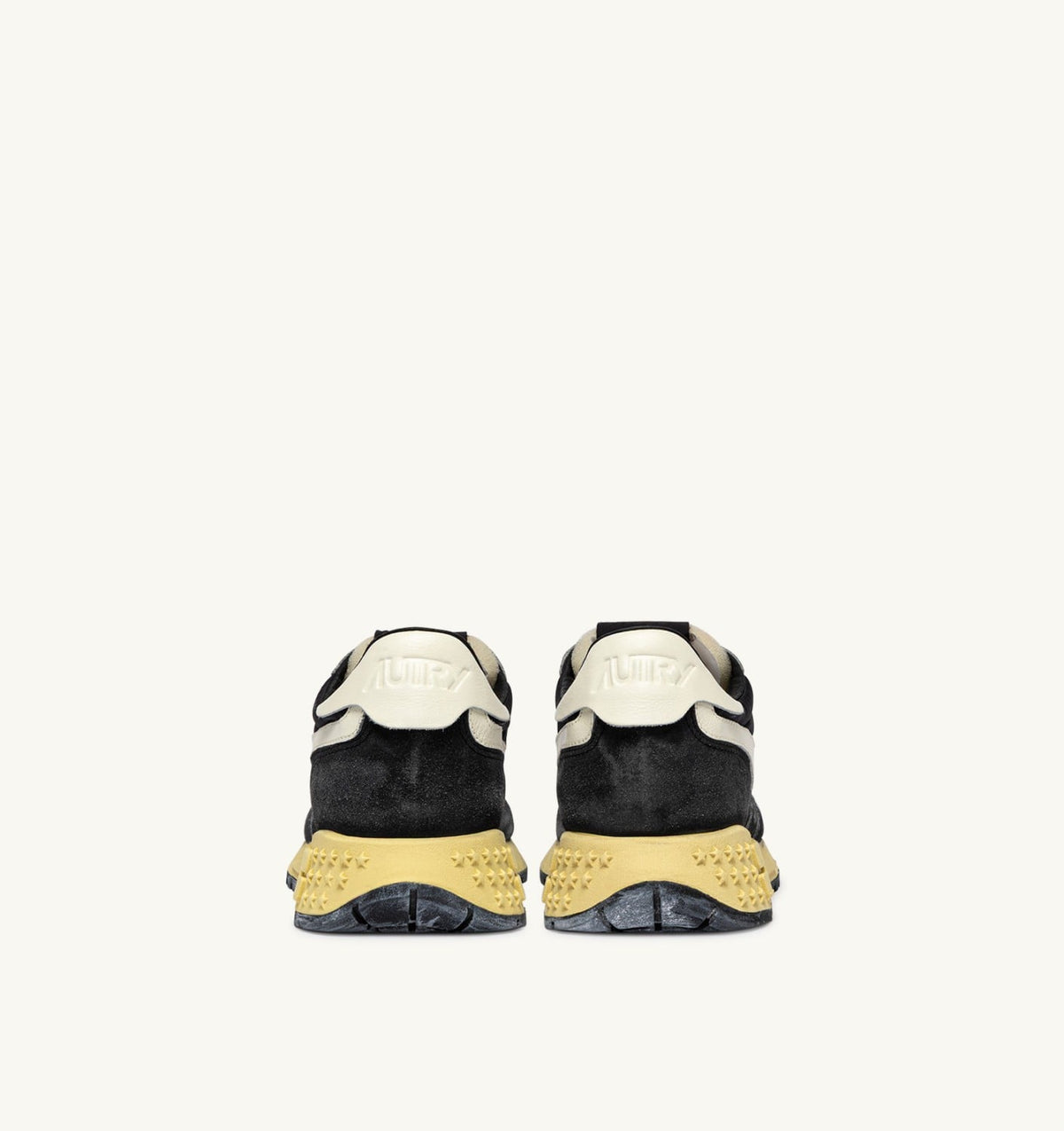 AUTRY Man REELWIND LOW SNEAKERS IN BLACK SUGAR AND MARSHMALLOW NYLON AND SUEDE