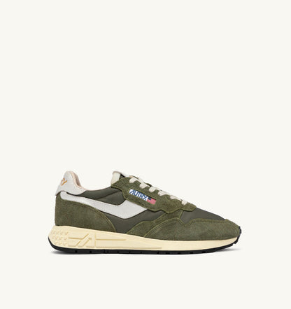 AUTRY Man REELWIND LOW SNEAKERS IN WHITE AND SAGE NYLON AND SUEDE