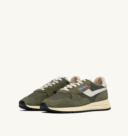 AUTRY Man REELWIND LOW SNEAKERS IN WHITE AND SAGE NYLON AND SUEDE