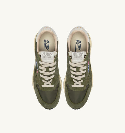 AUTRY Man REELWIND LOW SNEAKERS IN WHITE AND SAGE NYLON AND SUEDE