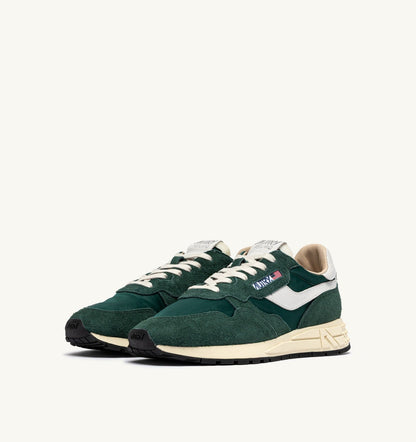 AUTRY Man REELWIND LOW SNEAKERS IN WHITE AND BOTANICAL GARDEN NYLON AND SUEDE