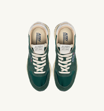 AUTRY Man REELWIND LOW SNEAKERS IN WHITE AND BOTANICAL GARDEN NYLON AND SUEDE