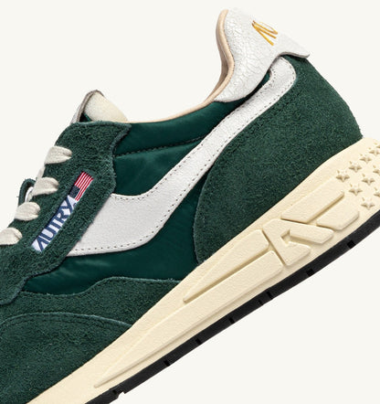 AUTRY Man REELWIND LOW SNEAKERS IN WHITE AND BOTANICAL GARDEN NYLON AND SUEDE