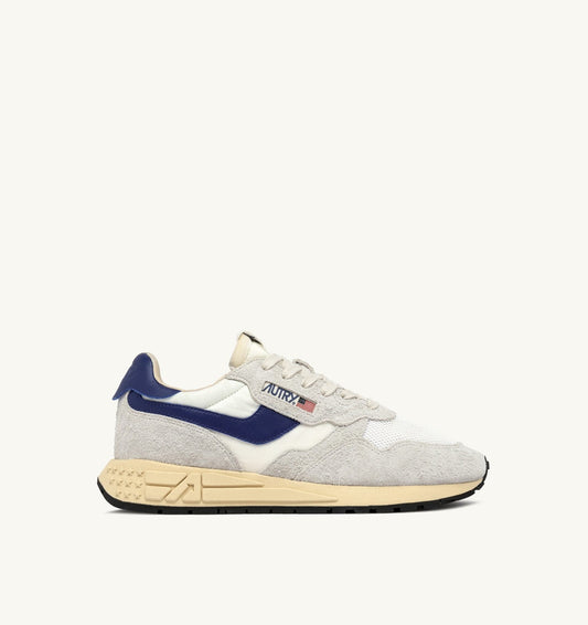AUTRY Man REELWIND LOW SNEAKERS IN WHITE AND LIMOGES NYLON AND SUEDE
